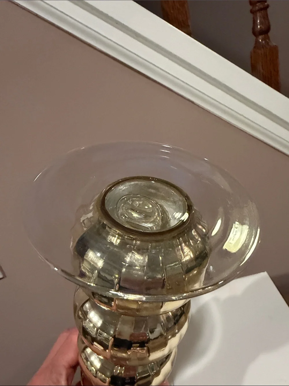 Gold Glass Bubble Candlestick Holders, Set of 2